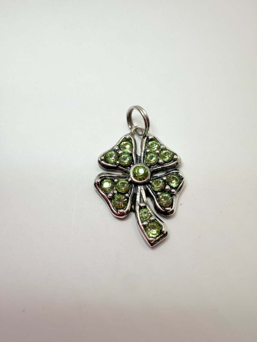 Sparkling Green Cubic Zirconium Four-Leaf Clover Charm - Stamped and T – ,